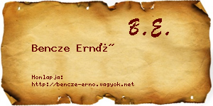 Bencze Ernő névjegykártya